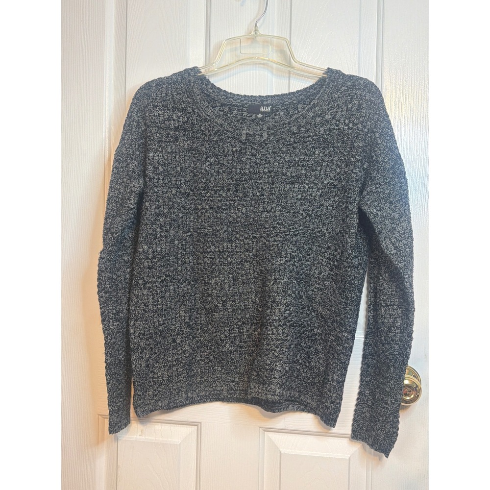 a.n.a A New Approach Womens XL Marled Knit Crewneck Sweater Black White Acrylic
